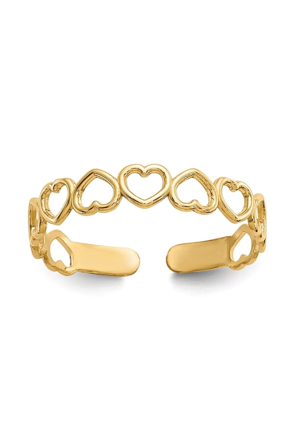 10k Yellow Gold Open Hearts Toe Ringfor Women