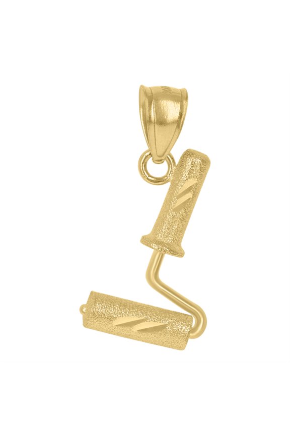 10k Yellow Gold Paint Roller Charm Pendant for Women