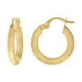 thumbnail image 1 of Auriga 10k Yellow Gold Patterned Round Tube Diamond-Cut Hoop Earrings for Women, 1 of 3