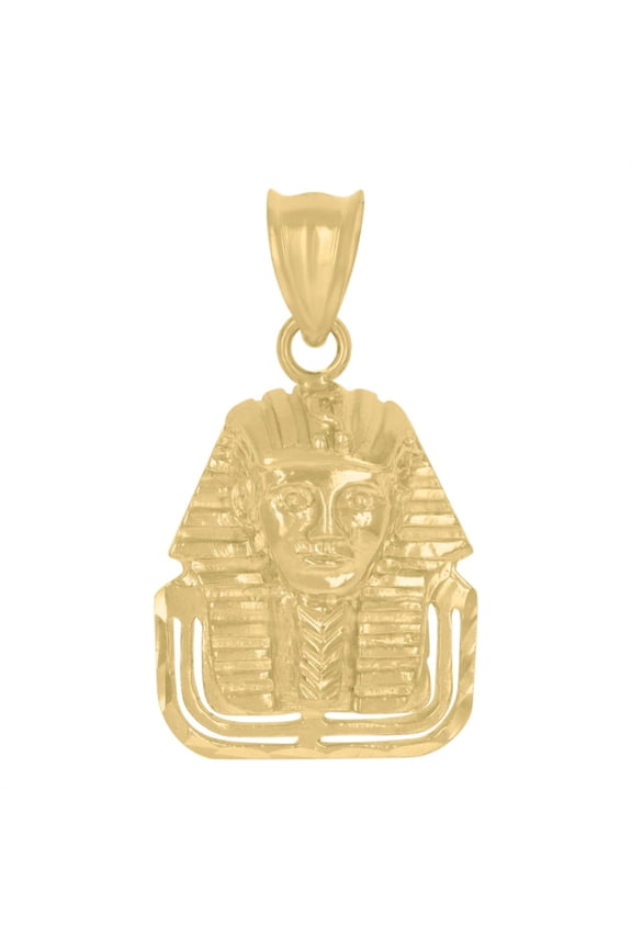 Fine Jewelry 10K Yellow Gold Pharaoh Egyptian Charm Pendant for Men (L- 30.1mm W-16.7mm)