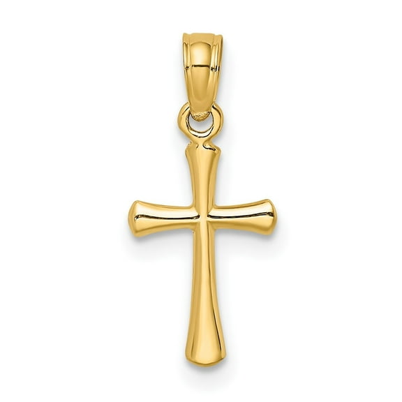 Auriga 10k Yellow Gold Polished Beveled Cross w/ Round tips Charm for Women (L-17.8 mm, W-9 mm)