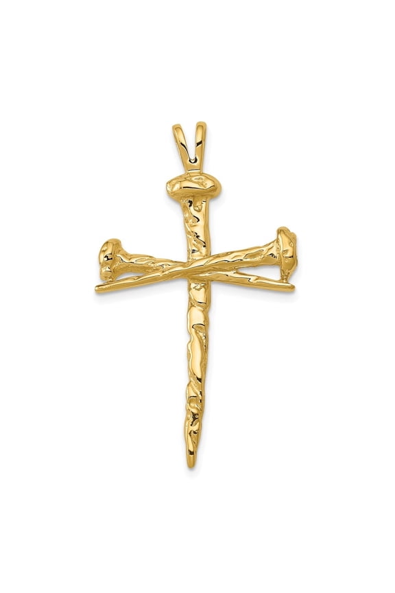 Fine Jewelry 10K Yellow Gold Polished Cross Charm for Women (L-42 mm, W-25 mm)