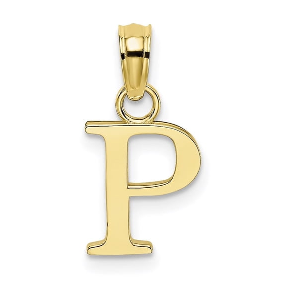 Auriga 10k Yellow Gold Solid Block Letter P Initial Pendant for Women(L- 8.95 mm, W- 7.9 mm)