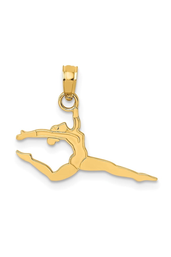 10k Yellow Gold Solid Polished Gymnast Charm for Women (L-8.9 mm, W-21.4 mm)