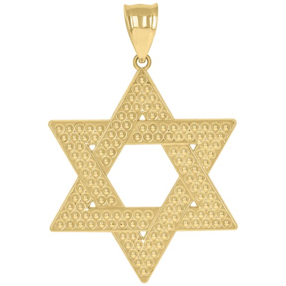 Auriga 10k Yellow Gold Star Of David Religious Symbol Charm Pendant for Men