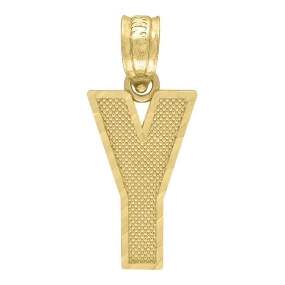 Auriga 10k Yellow Gold Textured Initial Letter Y Charm Pendant for Women