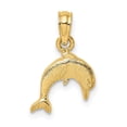 thumbnail image 1 of Auriga 10k Yellow Gold Textured Mini Dolphin Jumping Charm for Women (L-10.4 mm, W-12.35 mm), 1 of 7