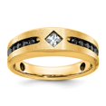 thumbnail image 1 of Auriga 10k Yellow Gold with Black Rhodium Satin and Grooved 1/2 ct Black and White Diamond Ring for Women Size- 10, 1 of 5