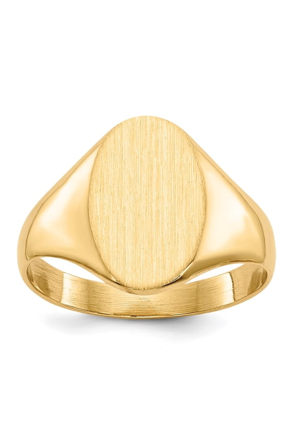 10k Yellow Goldy 12.5x8.5mm Closed Back Signet Ring for Women Size- 6