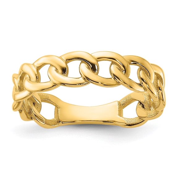 Auriga Fine Jewelry 10K Yellow Goldy Polished 5mm Curb Link Ring for Women Size- 7