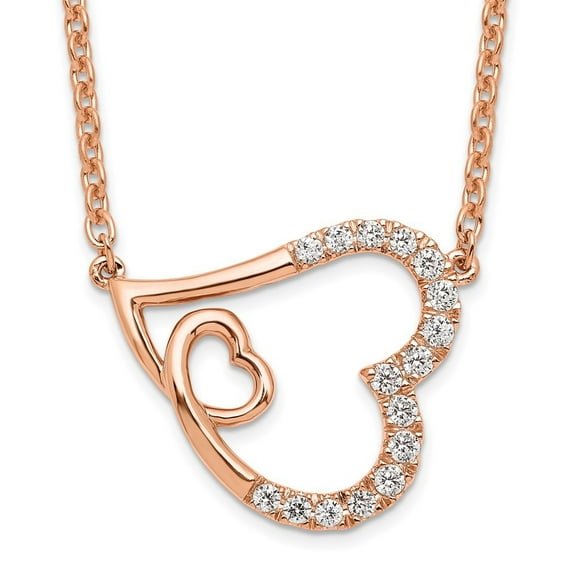 Auriga 14K Rose Gold 1.6 mm Lab Grown Diamond Intertwined Hearts Necklace for Women 18"