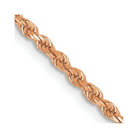 Auriga Fine Jewelry 14K Rose Gold 2 mm Diamond-cut Rope Chain Necklace for Women 16"