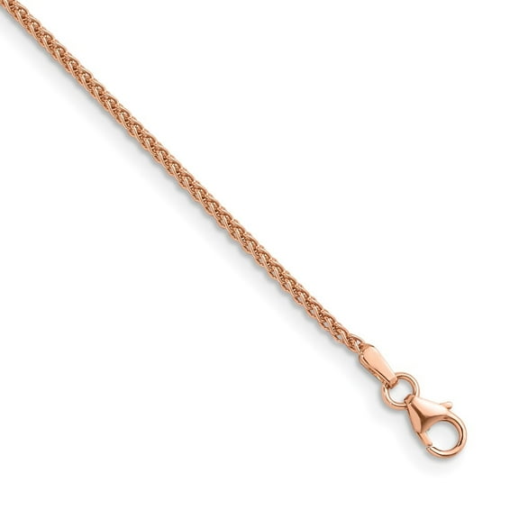Auriga 14K Rose Gold Polished 1.7 mm Solid Wheat Chain Necklace for Women 16"