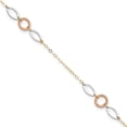 thumbnail image 1 of Auriga Fine Jewelry 14K Tri-Color Gold Circle and Oval Anklet 10inch for Women, 1 of 7