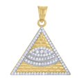 thumbnail image 1 of Auriga 14K Two-Tone Gold Cubic-Zirconia Pyramid Evil Eye Good Luck Charm Pendant For Men, 1 of 1