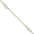 thumbnail image 1 of Auriga Fine Jewelry 14K Two-Tone Gold Diamond-Cut Leaf Anklet 10inch for Women, 1 of 7