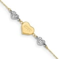 thumbnail image 1 of Auriga 14K Two-Tone Gold Puffed Heart Love Anklet 9inchfor Women, 1 of 6