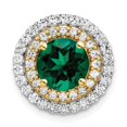 thumbnail image 1 of Auriga 14K Two-Tone Lab Grown Diamond & Created Emerald Pendant for Women (L-15.25mm, W-15.5mm), 1 of 4
