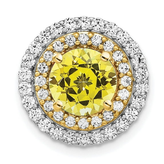 Auriga 14K Two-Tone Lab Grown Diamond & Created Yellow Sapphire Pendant for Women (L-15.25mm, W-15.5mm)