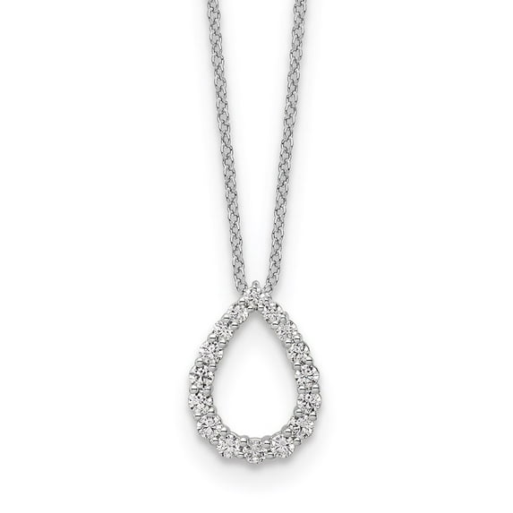 Auriga 14K White Gold 1.8 mm Lab Grown Diamond Teardrop Pendant with Chain Necklace for Women 18"