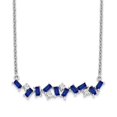 thumbnail image 1 of Auriga Fine Jewelry 14K White Gold 1.9 mm Sapphire and Diamond Bar Necklace for Women 18", 1 of 5