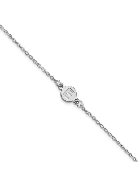 14K White Gold 1 Letter Bubble Bracelet 7.5 inch for Women(L- 7.5inch, W- 10.5mm)