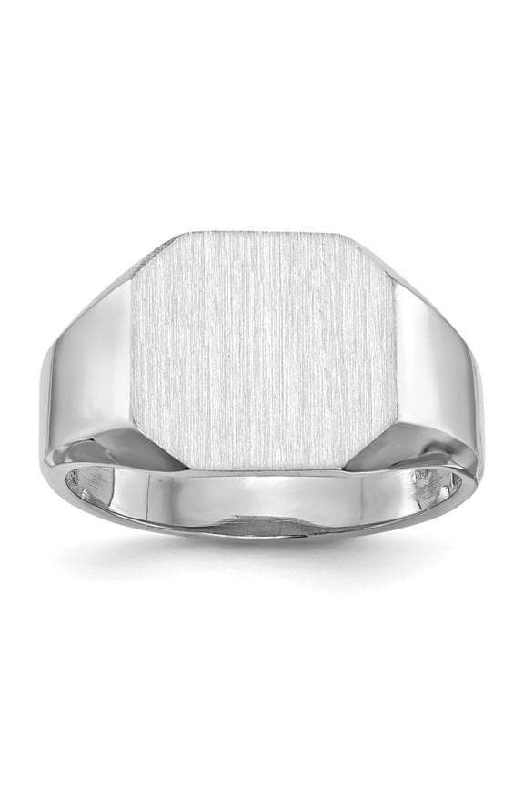 Fine Jewelry 14K White Gold 11.5x12.5 mm Open Back Signet Ring for Men Size 8