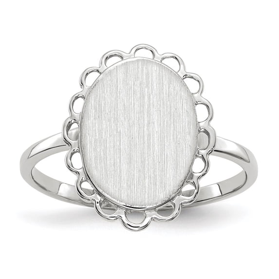 Auriga Fine Jewelry 14K White Gold 11.5x9.0 mm Open Back Signet Ring for Women Size 6