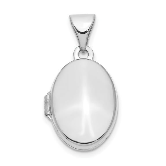 Auriga 14K White Gold 13mm Oval Plain Assembled Locket Pendant for Women (L-20.8mm, W-11.15mm)