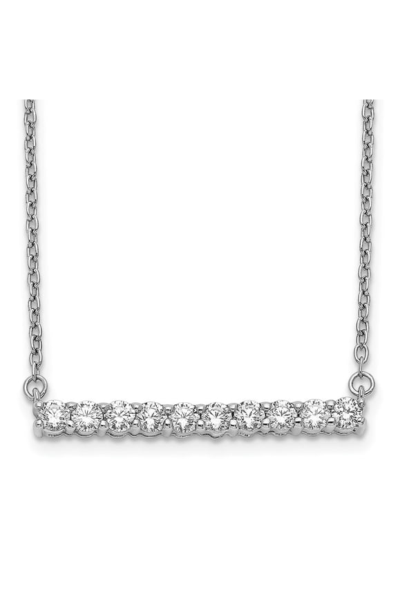 14K White Gold 2.3 mm Diamond Bar Necklace for Women 18"