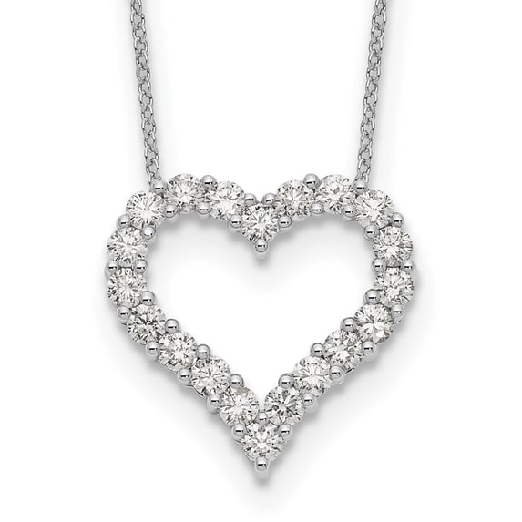 Auriga 14K White Gold 2.7 mm Lab Grown Diamond Open Heart Necklace 18" for Women