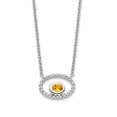 thumbnail image 1 of Auriga Fine Jewelry 14K White Gold 4x3 mm Oval Citrine and Diamond Necklace for Women 18", 1 of 5