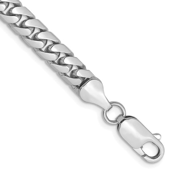 Auriga Fine Jewelry 14K White Gold 5.5mm Solid Miami Cuban Bracelet 9 inch for Women
