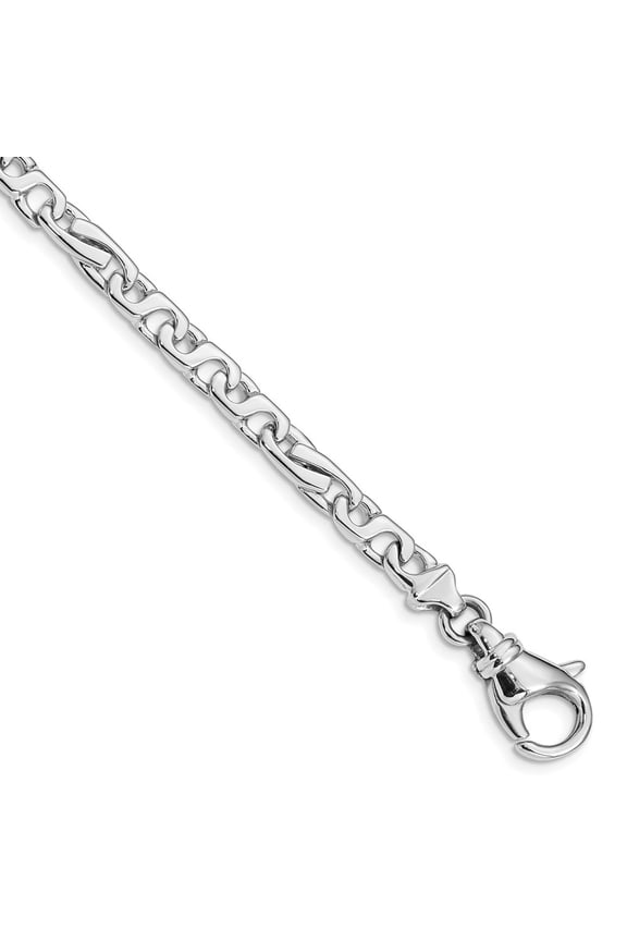 Fine Jewelry 14K White Gold 5.8mm Hand Fancy Link Bracelet 8 inch for Women(L- 8inch, W- 5.8mm)