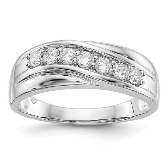 Auriga 14K White Gold 7-Stone Diamond Complete Band for Mens Size 10 (0.49ct, Clarity- I1)