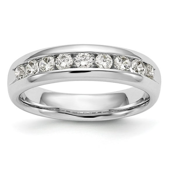 Auriga 14K White Gold 9-Stone Round Diamond Complete Channel Band for Women Size 7 (0.14ct, Clarity- I1)