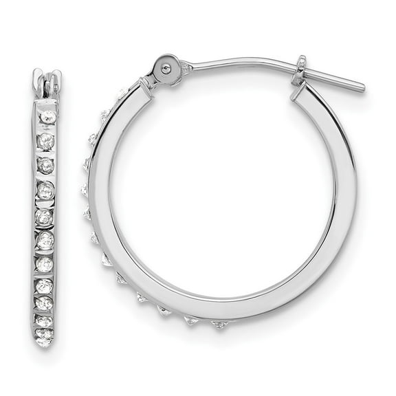 Auriga 14K White Gold Diamond Polished Hoop Earrings for Women