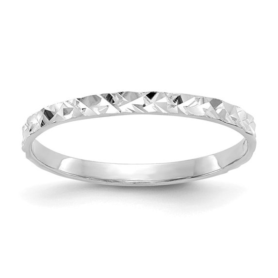 Auriga Fine Jewelry 14K White Gold Diamond-cut Design Band Ring for Women Size 3