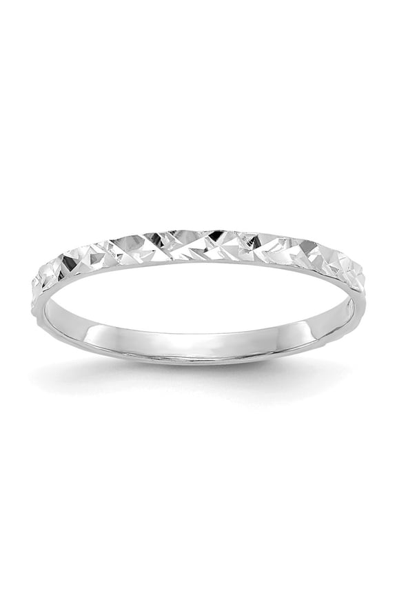 Fine Jewelry 14K White Gold Diamond-cut Design Band Ring for Women Size 3