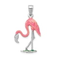 thumbnail image 1 of Auriga 14K White Gold Enameled 3-D Pink Flamingo Pendant for Women, 1 of 6