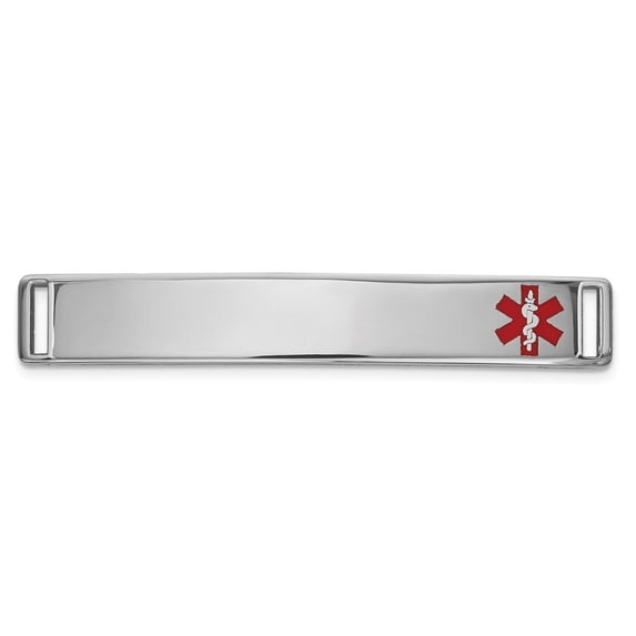 Auriga 14K White Gold Epoxy Enamelled Medical Id Off CT Plate # 818 for Women(L- 36.5inch, W- 6.5mm)