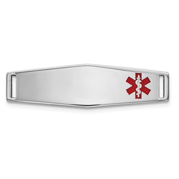 Auriga 14K White Gold Epoxy Enamelled Medical Id Off CT Soft Plate # 816 for Women(L- 25inch, W- 8mm)