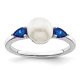 thumbnail image 1 of Auriga Fine Jewelry 14K White Gold FWC Pearl and Sapphire Ring for Women Size 7, 1 of 5