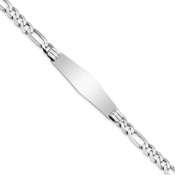 Auriga Fine Jewelry 14K White Gold Figaro Link Soft Id Bracelet 8 inch for Women