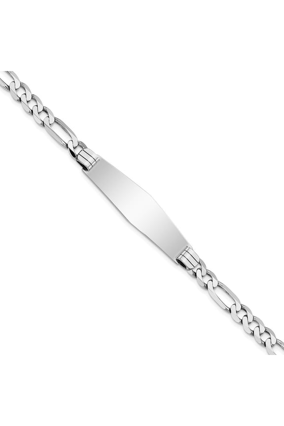 Fine Jewelry 14K White Gold Figaro Link Soft Id Bracelet 8 inch for Women