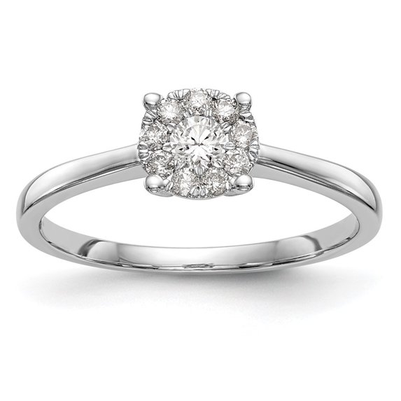 Auriga 14K White Gold Halo Cluster Diamond Complete Engagement Ring for Women Size 7 (0.24ct, Clarity- I1)