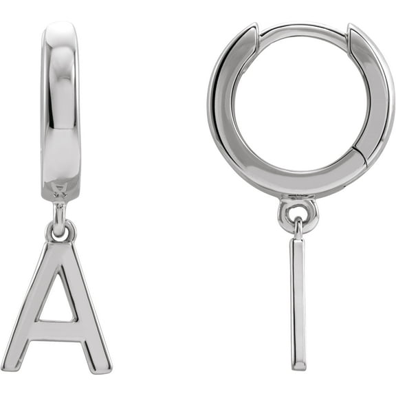 Auriga 14K White Gold Initial A Hinged Huggie single Earring for Women