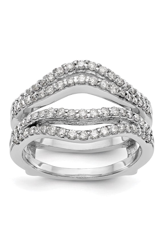 Fine Jewelry 14K White Gold Lab Grown Diamond Ring Guard for Women Size 7 (0.62ct, Color-D-E, Clarity- VS)