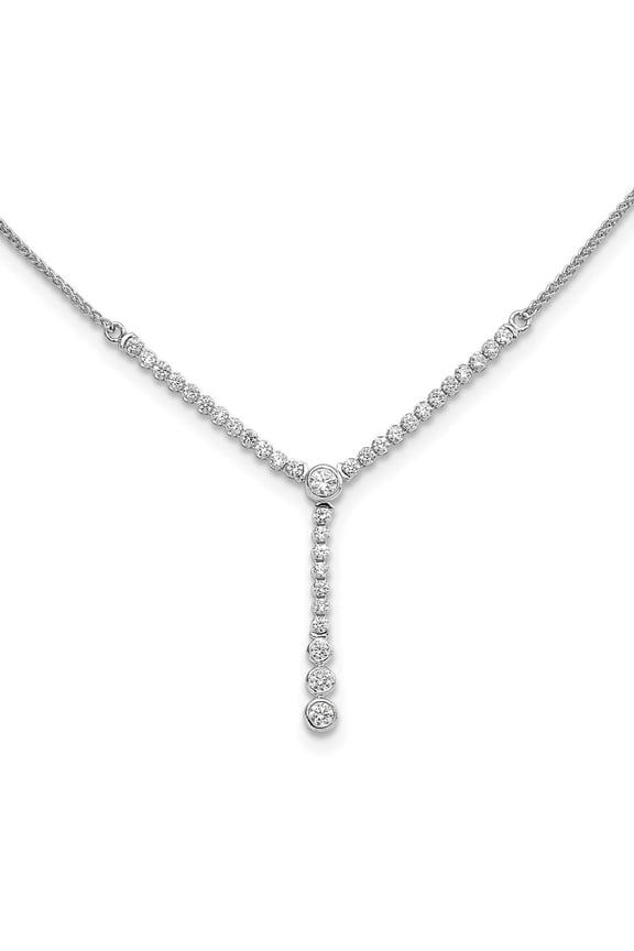14K White Gold Lab Grown Diamond Y-design Tennis Style Bolo Necklace for Women