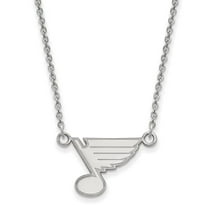 Auriga 14K White Gold NHL LogoArt St. Louis Blues Small Pendant Necklace for Women 18"